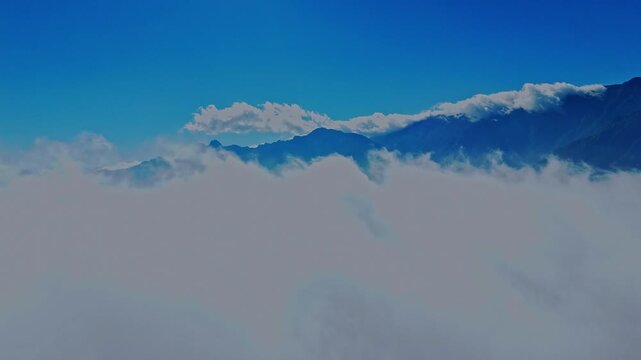 Clouds Rolling Along Mountain Ridge in Sa Pa, Vietnam