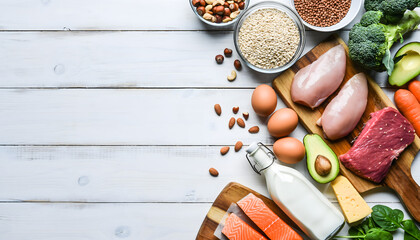 High Protein Healthy Food Selection Flat Lay