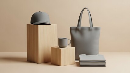 Minimalist Collection of Gray Merchandise Items.