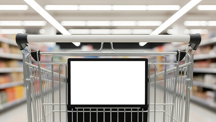Grocery Shopping Cart Blank Advertisement Panel Mockup