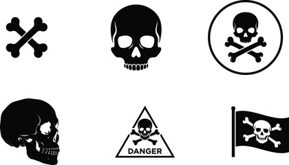 Skull and crossbones symbols and icons collection