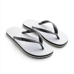 Pair of White and Black Flip-Flops