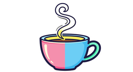 Obraz premium Colorful Cup of Coffee with Steam Illustration.