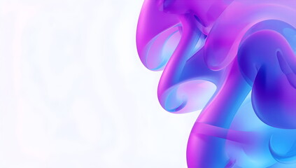 Abstract purple and blue 3D fluid shapes with gradient on white background