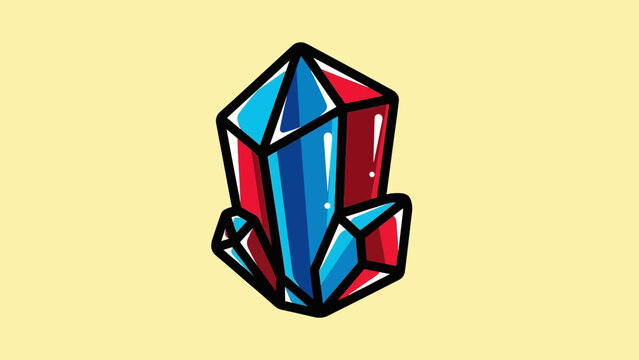 Stylized Crystal Formation with Blue and Red Facets.
