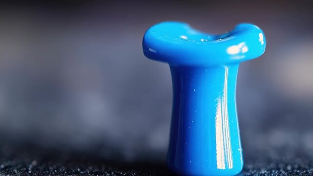This depicts a close-up of one blue pool ball against a dark background. The ball has subtle reflections that add depth to the . It's taken from an overhead angle making the ball the central focus.