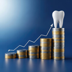 Dental Health Investment Growth Concept with Tooth and Coins.