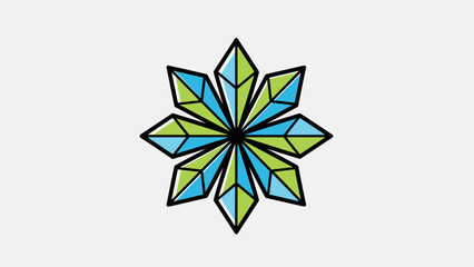 Geometric Floral Design with Blue and Green Petals.
