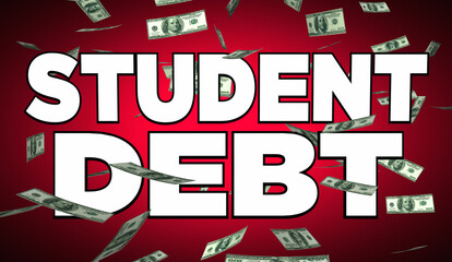 Student Debt Money Loan Default Payment Bankruptcy 3d Illustration