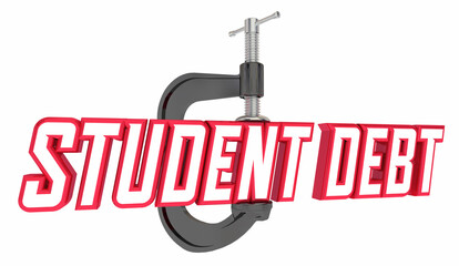 Student Debt Loan Pressure Default Stress Clamp Vise 3d Illustration
