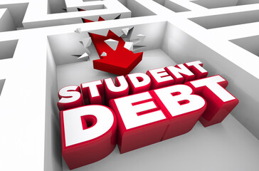 Student Debt Loan Default Escape Avoid Money Financial Trouble Maze 3d Illustration