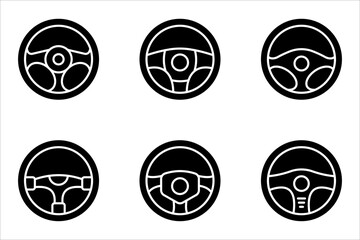 Steering wheel icon set. on white background