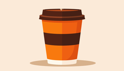 Illustration of a Coffee Cup with Lid and Brown Band.