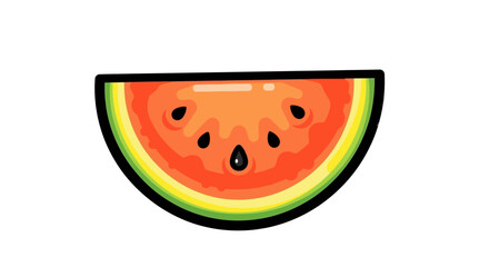 Illustration of a Watermelon Slice with Seeds and Rind.