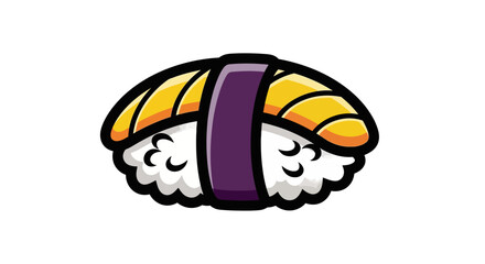 Cartoon Nigiri Sushi with Salmon and Seaweed Wrap Illustration.