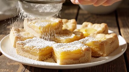 Lemon Bars Delight - A Sweet Treat with Powdered Sugar.