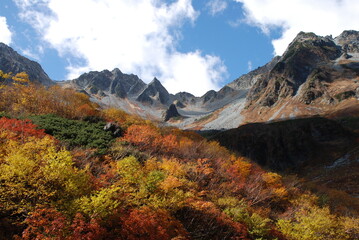 北アルプスの涸沢岳に紅葉の写真を撮りに行ってきた。晴れていて素晴らしい紅葉が綺麗であった。