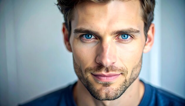 Intense gaze, light, smilin