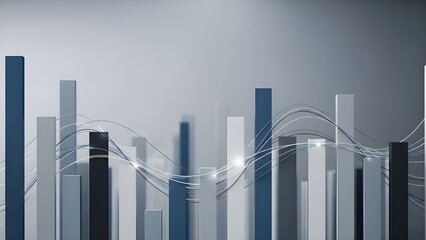 Abstract bar chart illustration with wavy lines and a gradient background depicting financial data and growth