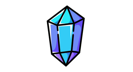 Illustration of a Shiny Blue Crystal with Dark Outlines.