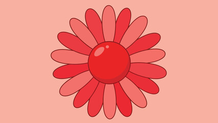 Illustration of a Red Flower with Rounded Petals.