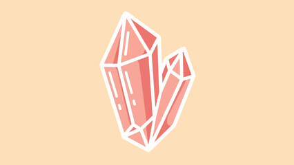 Illustration of Two Pink Crystals with White Outlines on Beige Background.