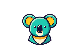 Cute Koala Cartoon Character with Teal Fur and Yellow Accents.