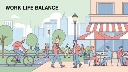 People Enjoying Work Life Balance Outdoors.