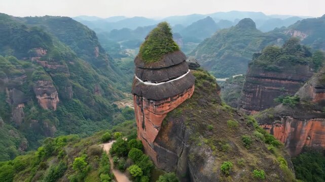Aerial photography of Danxia landform natural scenery