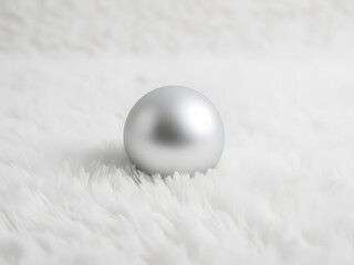 Minimalist silver sphere on soft white texture background
