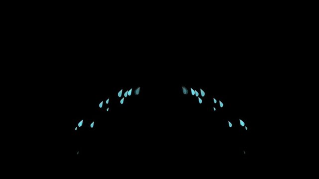 Sweat Eye Drop Motion Graphic on Green Screen, Crying tear drops on green background.
sweat flows down on the human body closeup, water drops on her face enjoying summer