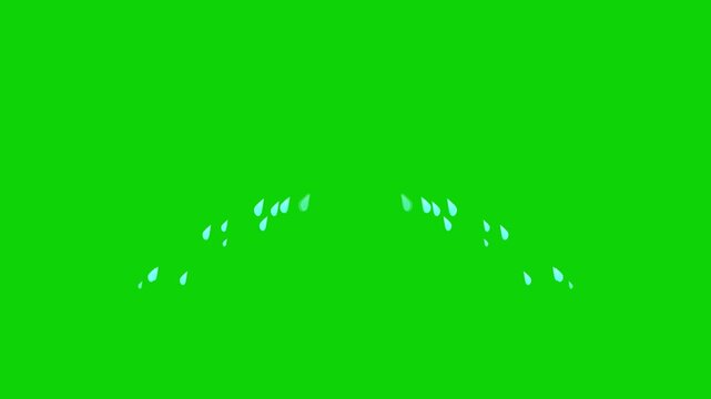 Sweat Eye Drop Motion Graphic on Green Screen, Crying tear drops on green background.
sweat flows down on the human body closeup, water drops on her face enjoying summer