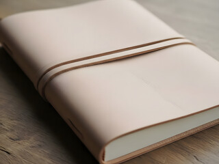 Simple leather bound notebook with strap detail