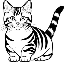 Outline vector drawing of a Munchkins Cat for coloring book with black line art