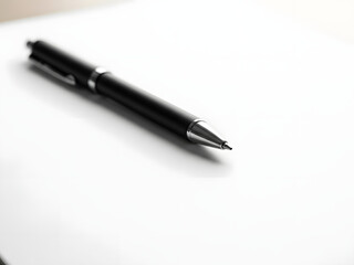 Writing instrument on blank paper surface with transparent background