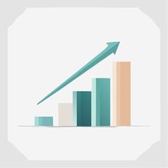 Abstract chart with arrow indicating growth and success isolated illustration