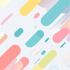Abstract colorful shapes design with soft pastel colors on light background