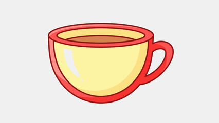 Illustration of a Yellow Cup with Red Trim Filled with Coffee.