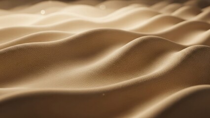 Obraz premium Close-up of undulating, sand-colored fabric waves, softly lit with subtle highlights
