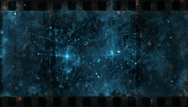 Stunning night sky with constellations on vintage film
