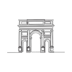 A minimalist one line drawing of a classical architectural archway structure