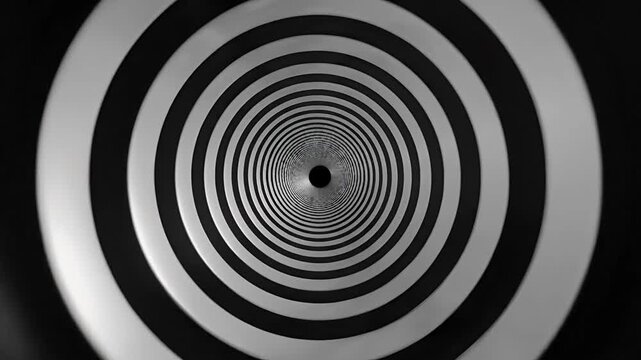 Seamless loop of black and white hypnotic tunnel vortex optical illusion