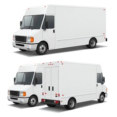 White delivery truck side and front view