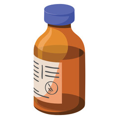 Medicine glass bottle vector illustration flat style depicting pharmaceutics drug store medical prescription ideal for healthcare pharmacy and medical design projects