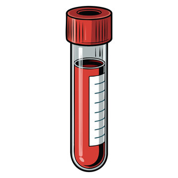 Medical tube with blood sample illustration presented in detailed vector style suitable for diagnostic labs medical posters healthcare infographics or scientific themes