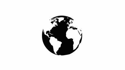 Black and white illustration of planet Earth showing continents.