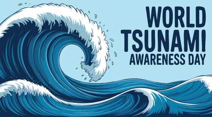 November 5 world tsunami awareness day vector poster suitable for safety education disaster awareness environment themes and international informative visuals