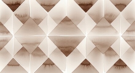 Geometric pattern of beige and brown marble-effect tiles arranged in a repeating diamond