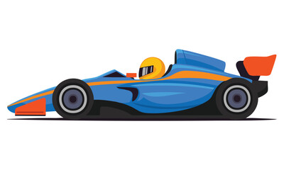 Obraz premium Racing car blue vector illustration cartoon style on pit stop fast motor bolid perfect for motorsport competition speed vehicle and racing themed design projects