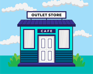 Flat design store front with place for name